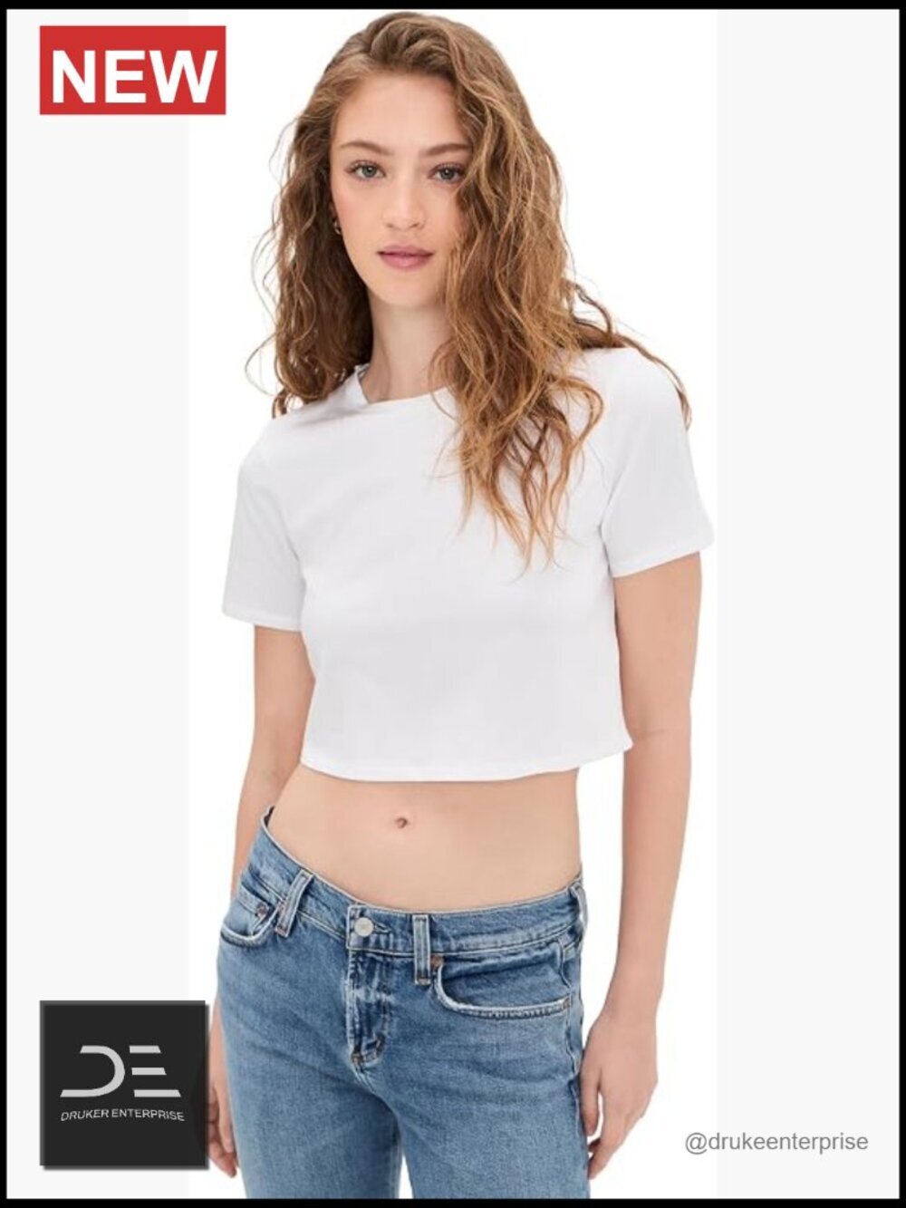Crop Top - Lightweight Stretch Jersey Crew Neck Short Sleeve